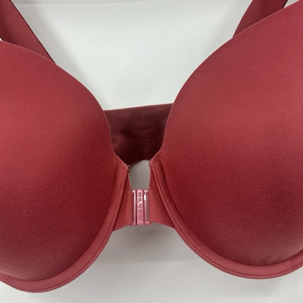 SPANX Bra-llelujah! Front Close T-Shirt Bra Womens 36DD Sangria Red Underwire